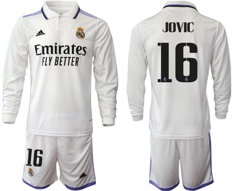 Men 2022-2023 Club Real Madrid home long sleeve white #16 Soccer Jersey->real madrid jersey->Soccer Club Jersey